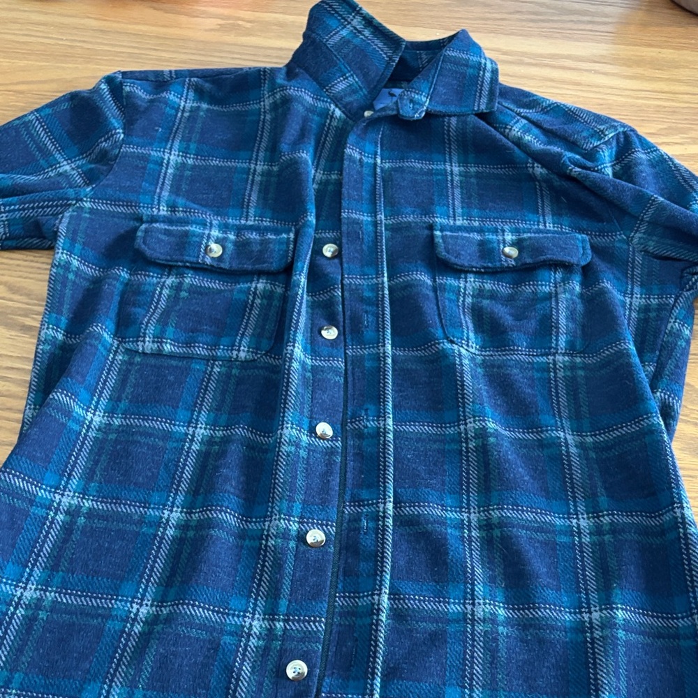 Tailorbyrd Teal and Navy Plaid Shirt